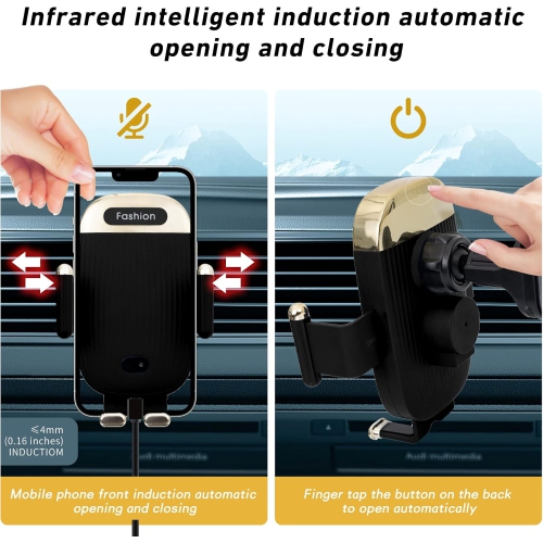 Wireless Car Charger Mount,15W Qi Fast Charger, Wireless Car Charger Smart Sensor Air Vent,for iPhone, Samsungetc