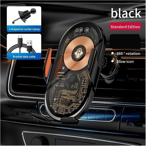 Punk Style Mobile Phone Navigation Bracket, car Interior Lighting Ambient Light Support Bracket, car Wireless Charging car Bracket(Silver)