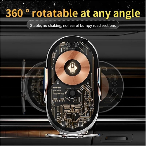 Punk Style Mobile Phone Navigation Bracket, car Interior Lighting Ambient Light Support Bracket, car Wireless Charging car Bracket(Silver)