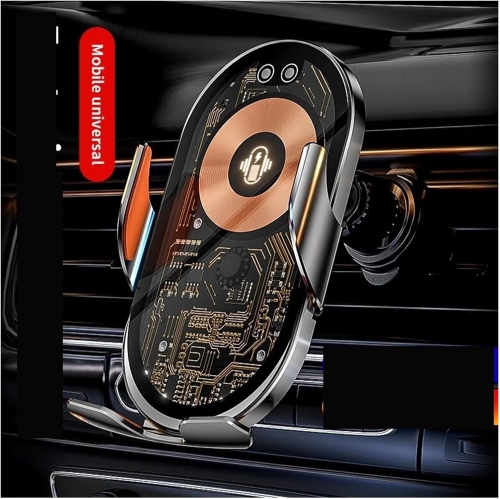 Punk Style Mobile Phone Navigation Bracket, car Interior Lighting Ambient Light Support Bracket, car Wireless Charging car Bracket(Silver)