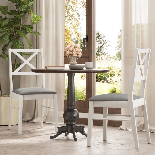 Gymax Dining Chairs Set of 2 Upholstered Kitchen Side Chairs w/ Rubber Wood Frame