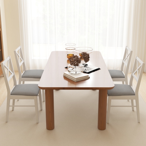 Gymax Dining Chairs Set of 2 Upholstered Kitchen Side Chairs w/ Rubber Wood Frame