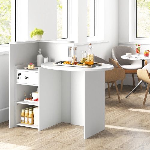 Gymax Front Reception Counter Desk Checkout Office Desk w/Open Shelf & Lockable Drawer