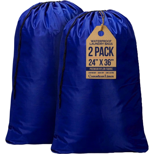 Image 1 of 10.. Canadian Linen Large Laundry Bags 24"x36" 2 Pack, Drawstring Clothes Organizer, Waterproof Fabric Travel Bag, Washable Laundry Basket, Storage Bag