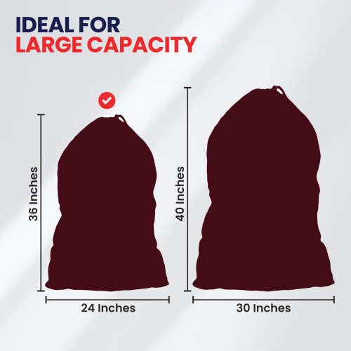 Sacs à lessive en nylon de lin canadien, 24 x 36 po, paq. 2, range-tout à cordon de serrage en tissu étanche durable, panier à linge, rouge