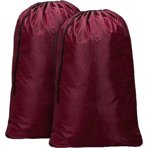 Sacs à lessive en nylon de lin canadien, 24 x 36 po, paq. 2, range-tout à cordon de serrage en tissu étanche durable, panier à linge, rouge