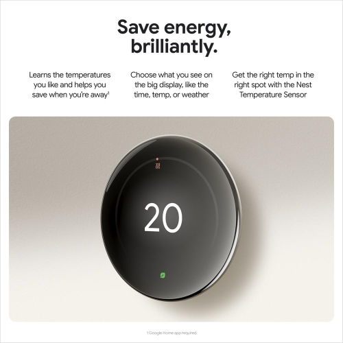 Google Nest Learning Thermostat with Nest Temperature Sensor (2nd Gen) - Energy Saving Smart Thermostat - Polished Silver