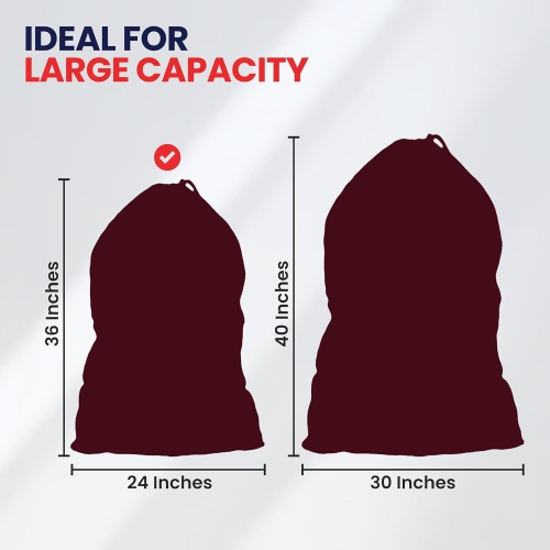 Canadian Linen Nylon Laundry Bags, 24"x36", 6 Pack, Drawstring Clothes Organizer Waterproof Fabric Durable Storage Bag Hamper, Red