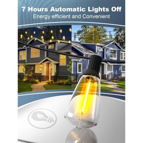 50FT Solar String Lights Outdoor Waterproof, Solar Patio Lights with 25+2 Dimmable ST38 Edison Bulbs Shatterproof,Solar Powered String Lights for