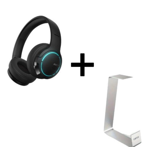 Wireless Gaming Headset with BT 5.2, 40mm Driver, Deep Bass, Noise Cancelling & RGB Light + Aluminum Stand