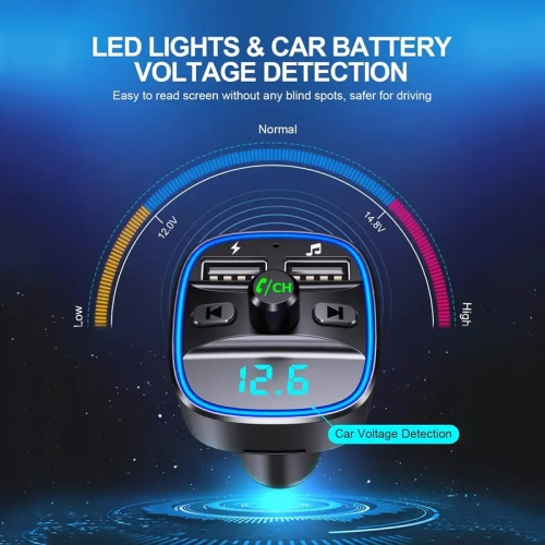 Chargeur magnétique sans fil pour l'auto et support pour téléphone de 15&nbsp;W, 4 porte-gobelets ajustables en résine + émetteur FM avec chargeur