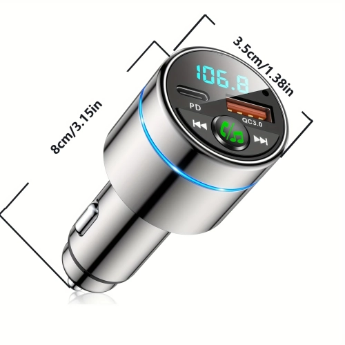 360° Adjustable Car Phone Holder & FM Transmitter with Wireless Charging, Hands-Free Call, Metal Construction, & Secure Air Vent Grip