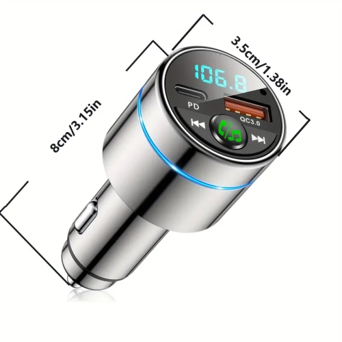 360° Adjustable Car Phone Holder & FM Transmitter with Wireless Charging, Hands-Free Call, Metal Construction, & Secure Air Vent Grip