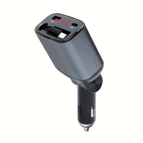 Magnetic Car Mount Charger with 15W Fast Wireless Charging, 105W Retractable Car Charger, PD 45W & Multi-Device Charging