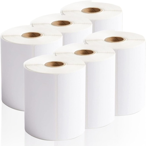Image 1 of 5.. MotionGrey 6 Pack 4x6 Direct Thermal Shipping Labels 500 Labels/Roll, White Permanent Adhesive, Compatible with Rollo Zebra Printers for UPS FedEx