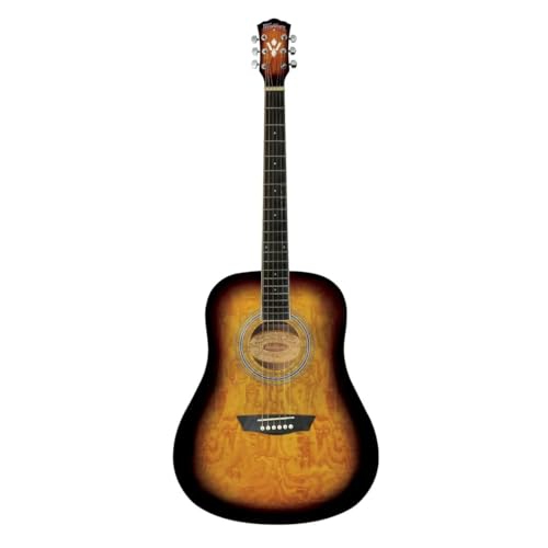 Remis à neuf - Ensemble guitare acoustique de qualité supérieure de Washburn avec table en érable rayée Vintage Tobacco Burst
