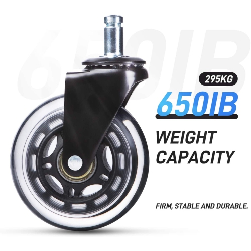 MotionGrey - Rollerblade Office Chair Wheels Replacement for Hardwood Floors, Chair Casters Replacement, Heavy Duty Desk Chair Wheels for Replacing