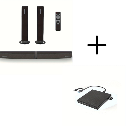 70W Separable Soundbar for TV with ARC/Optical/AUX, Wired & Wireless, Auto Volume Boost + External DVD CD Drive with USB-C/USB 3.0