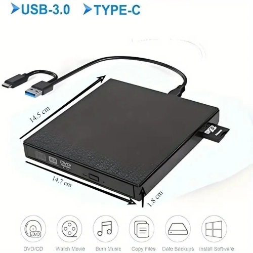 70W Separable Soundbar for TV with ARC/Optical/AUX, Wired & Wireless, Auto Volume Boost + External DVD CD Drive with USB-C/USB 3.0