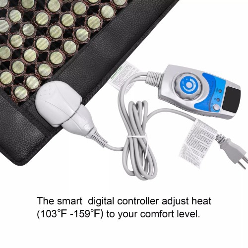 Heating Pad with Jade Stones – Large 24"x38" Heated Therapy Mat for Pain Relief, Smart Digital Controller, Deep Penetration Heat for Back, Legs, Neck