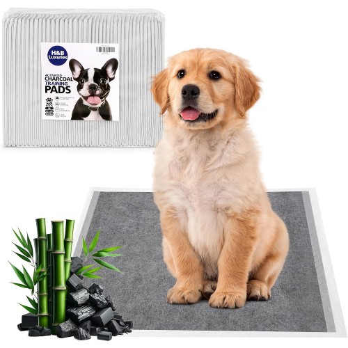 H&B – Tampons d'entraînement jetables pour chiens LUXURIES, 56 blocs de chiot charbon actif 58&nbsp;cm, 6 couches antifuite, super absorbants et élim