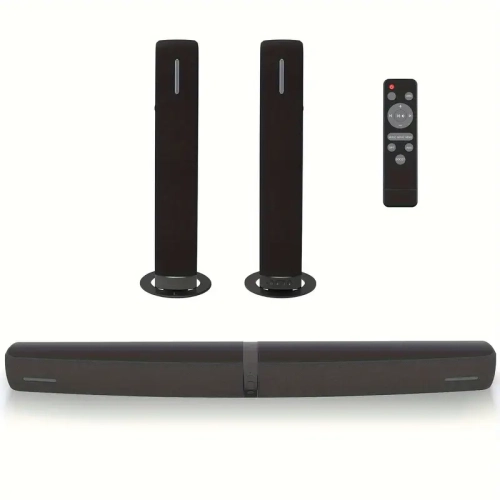 70W Separable Sound Bar with Auto Volume Boost + TV Stand & Full Motion Wall Mount for 26-55 Inch TVs