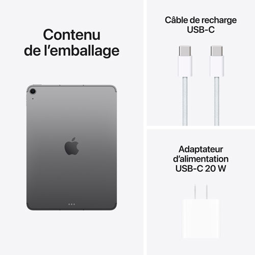 iPad Air M3 11 po 256 Go avec Wi-Fi 6E et 5G d'Apple - Gris cosmique