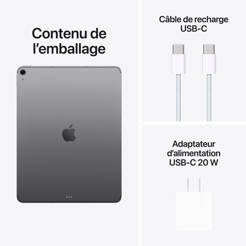 iPad Air M3 13 po 256 Go avec Wi-Fi 6E et 5G d'Apple (7e génération) - Gris cosmique