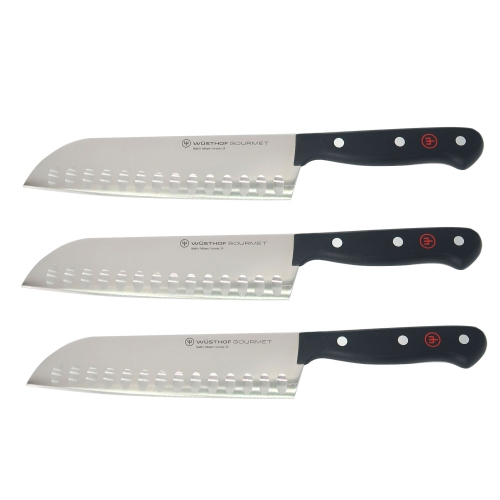 WUSTHOF  3X Gourmet 7" Hollow Edge Santoku Knife In Black