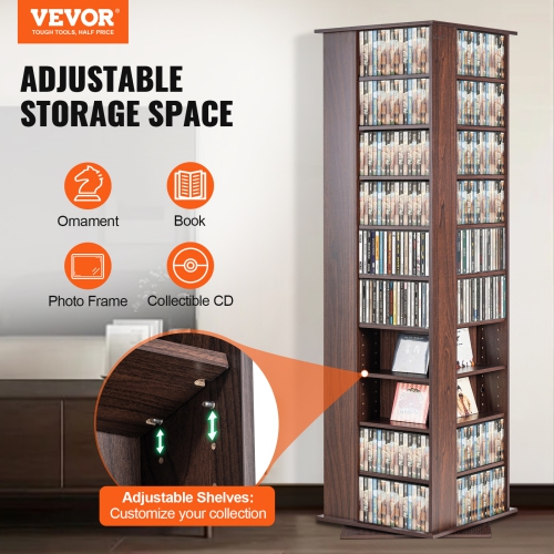 VEVOR Media Storage Cabinet, Rotating Media Tower, Holds up to 1040 CDs, Protects & Organizes Music, Movie, Video Games