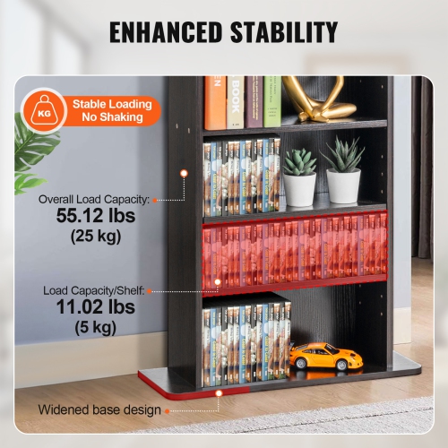 VEVOR Media Storage Cabinet, 5-layer DVD Shelf Holds up to 240 CDs, Adjustable CD Shelves, Protects & Organizes Music, Movie,