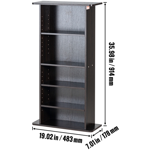 VEVOR Media Storage Cabinet, 5-layer DVD Shelf Holds up to 240 CDs, Adjustable CD Shelves, Protects & Organizes Music, Movie,