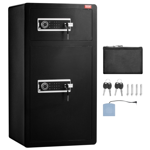 VEVOR Double Doors 7.2 cu.ft Safe Box with Key Lock & Password, Safe Lock Box with Fireproof Bag, Key Rack,
