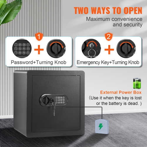 VEVOR Safe, 1.8 Cubic Feet Home Safe, Steel Security Safe with Digital Keypad and 2 Keys, Cabinet Safe with Fire-proof Bag,