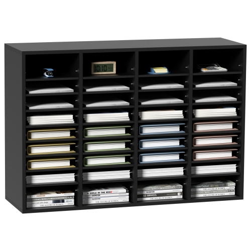 VEVOR  Wood Literature Organizer, 36 Compartments, File Sorter With Removable Shelves, Mailboxes Slot for Office