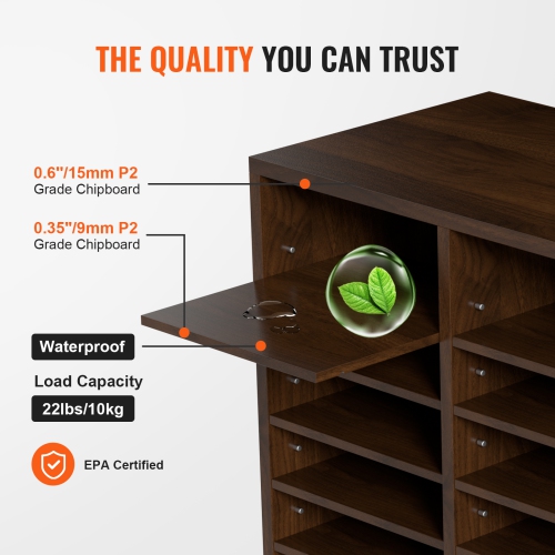 VEVOR Literature Organizers, 24 Compartments Office Mailbox with Adjustable Shelves, Wood Literature Sorter 29x12x24.4 inches
