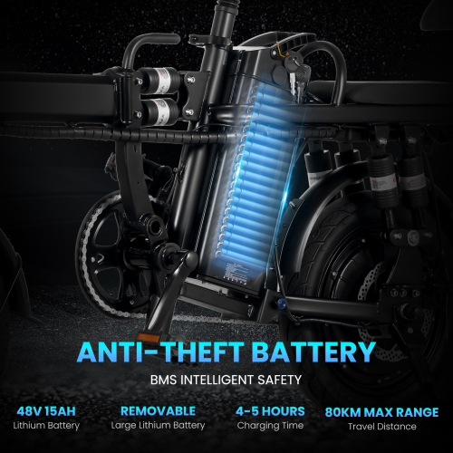 Zachvo Foldable Electric Bicycle, 500W Peak Motor 45 Miles 80KM MAX Range, Upgraded E-bike with Front Basket, Phone Holder and Digital Display