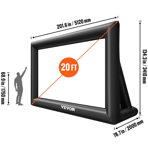 Écran de projection gonflable de 20 pi VEVOR pour l'extérieur avec souffleur d'air gonflable Oxford de 350&nbsp;W
