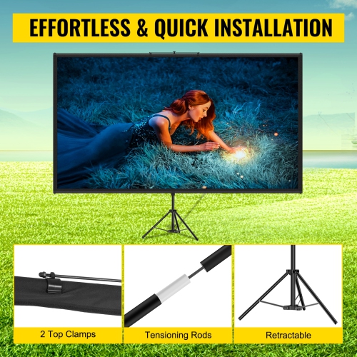 VEVOR Tripod Projector Screen with Stand 100inch 16:9 4K HD Projection Screen Stand Wrinkle-Free Height Adjustable Portable