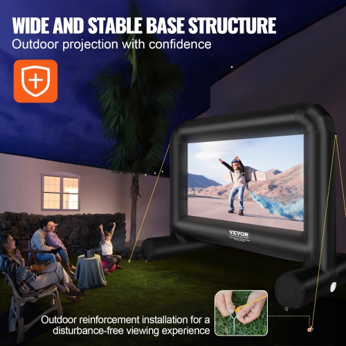 VEVOR Inflatable Movie Screen, 14 FT Inflatable Projector Screen for Outside with Blower and Carrying Bag, Front/Rear Projection, for Outdoor Parties