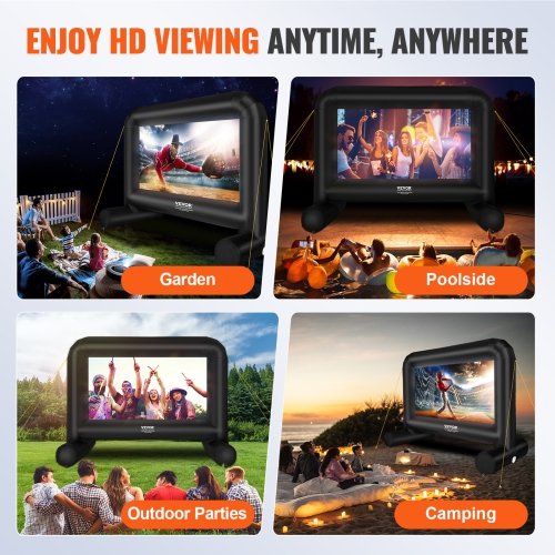 VEVOR Inflatable Movie Screen, 14 FT Inflatable Projector Screen for Outside with Blower and Carrying Bag, Front/Rear Projection, for Outdoor Parties