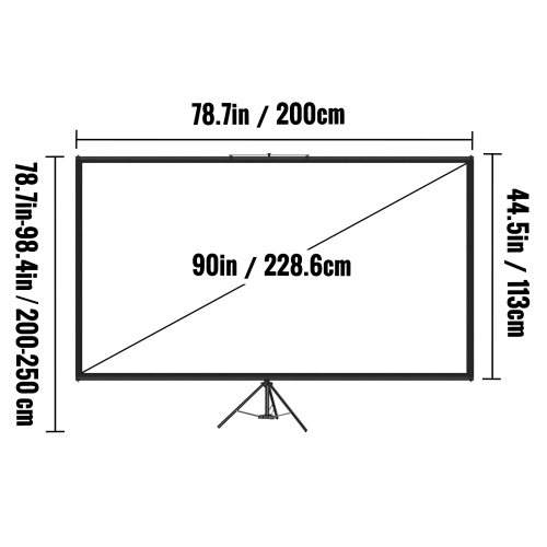 VEVOR Tripod Projector Screen with Stand 90 inch 16:9 4K HD Projection Screen Stand Wrinkle-Free