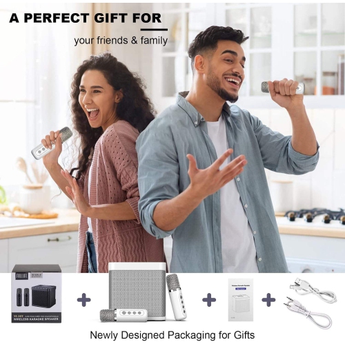 Machine à karaoké pour adultes et enfants, haut-parleur de karaoké Bluetooth portatif pour téléviseur, 2 microphones sans fil pour fête