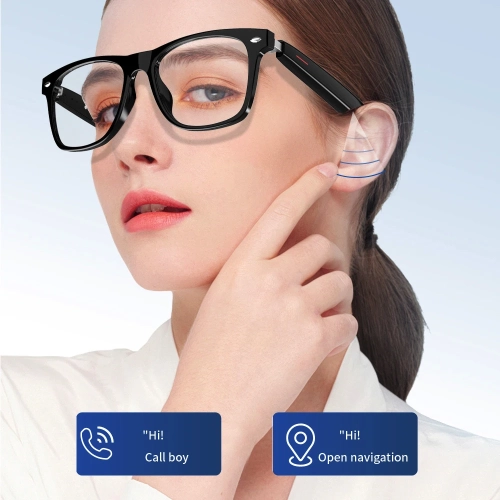 Casque d'écoute 2-en-1 Lunettes intelligentes Bluetooth Audio Appels AI Réduction du bruit Musique Lunettes Haut-parleur étanche Mics Appels Lunettes