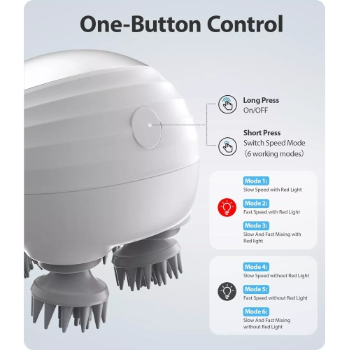 Appareil de massage électrique pour le cuir chevelu avec LED Light, étanche avec 8 griffes de massage