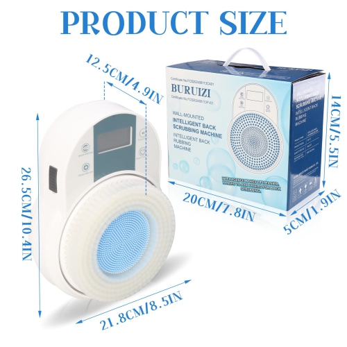 Wall-Mounted Electric Back Scrubber, Shower Back Scrubber 360° Automatic Back Scrubber for Shower, 3 Levels Adjustable for Daily Bathing