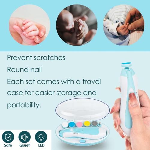 Nail Care Set Electric Nail Care, Nail Polish Exfoliating, Cuticle Treatment, 6 Types, LED Lights, Super Quiet Motor