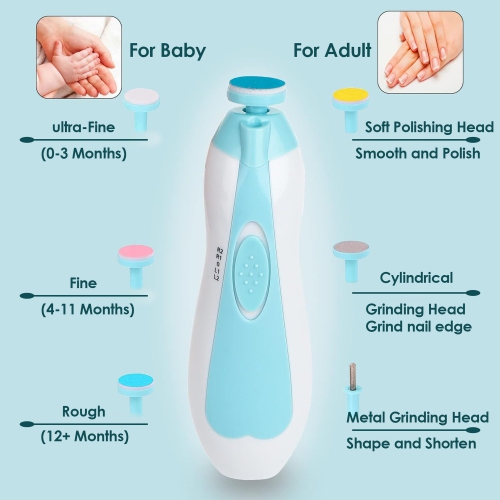 Nail Care Set Electric Nail Care, Nail Polish Exfoliating, Cuticle Treatment, 6 Types, LED Lights, Super Quiet Motor