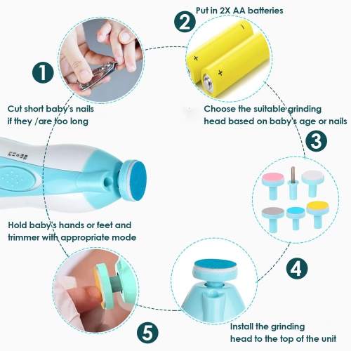 Nail Care Set Electric Nail Care, Nail Polish Exfoliating, Cuticle Treatment, 6 Types, LED Lights, Super Quiet Motor