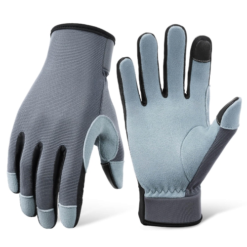 Gants de travail légers, écran tactile Flex, cuir de daim, gants de jardinage pour le travail de jardin, le jardinage, le cyclisme, le bricolage et l